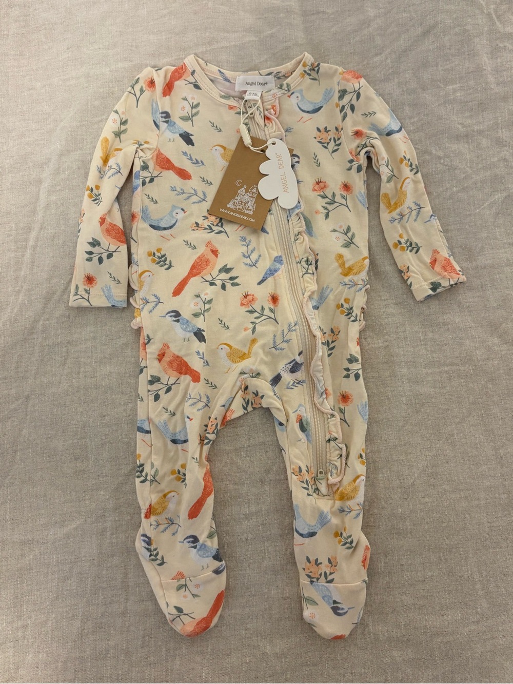 NWT Angel Dear “American Birds” Bamboo Ruffle Sleeper 0-3M
